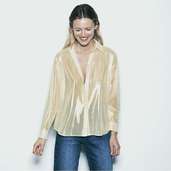 ZARA GOLD METALLIC SHIRT - Picture 7 of 12